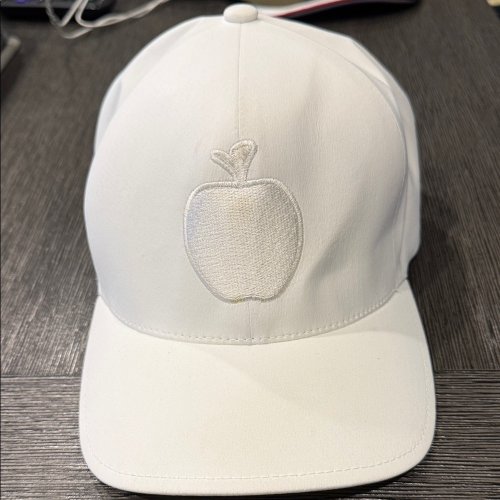 Classic White Cap with Apple Embroidery